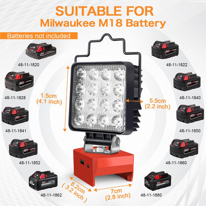 48W 3000LM Cordless LED Work Light for Milwaukee M18 Battery