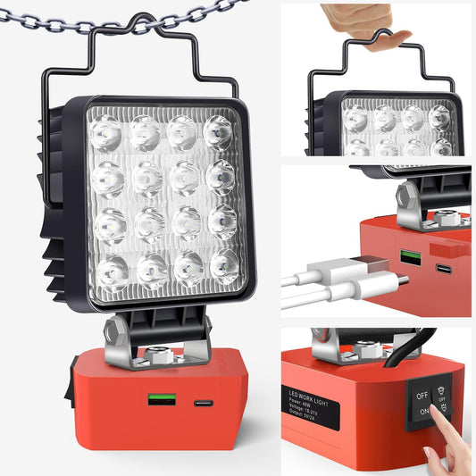 48W 3000LM Cordless LED Work Light for Milwaukee M18 Battery